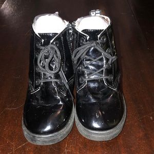 Girls black combat boots